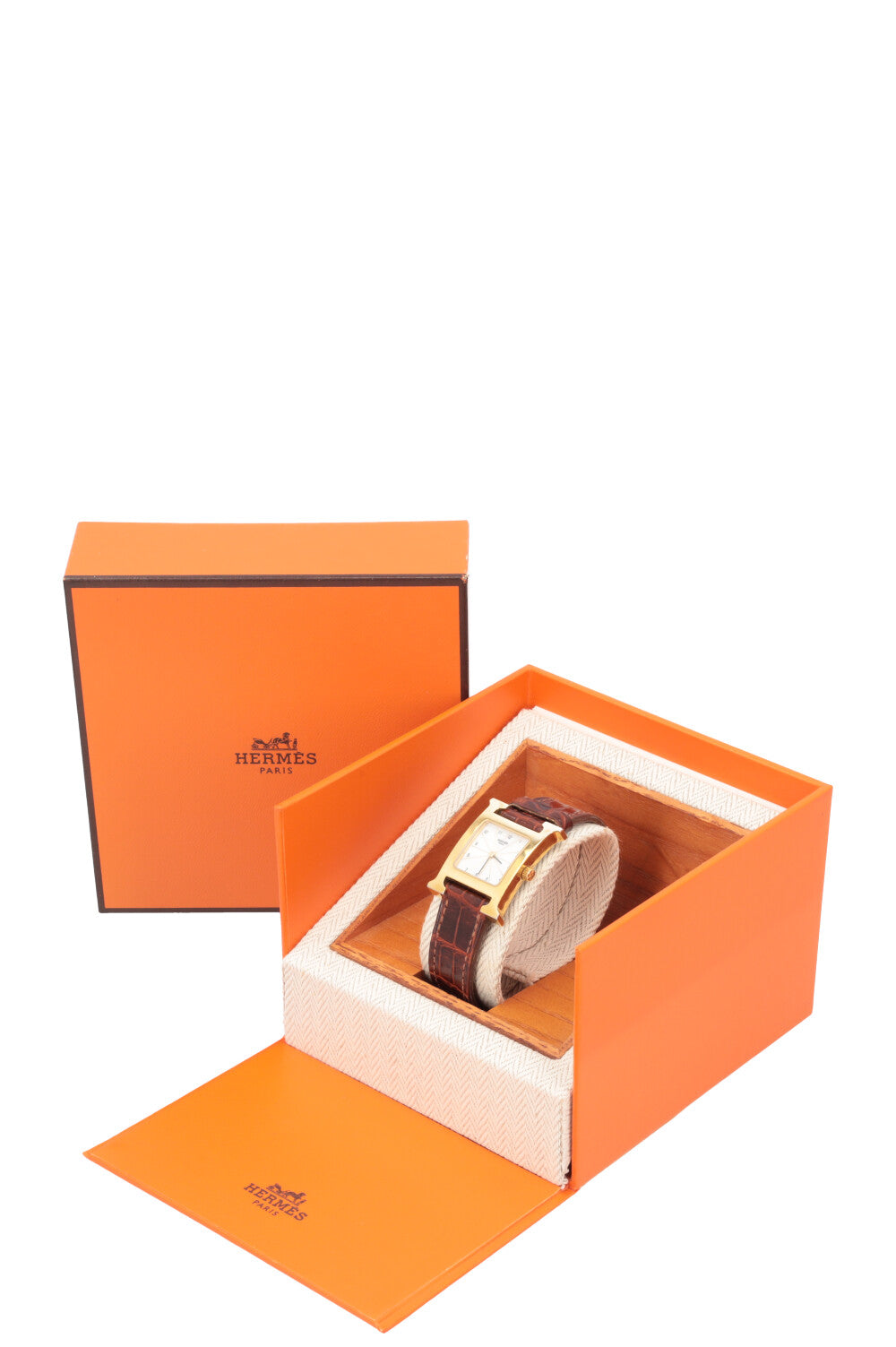 HERMÈS H Petite Watch Crocodile Gold