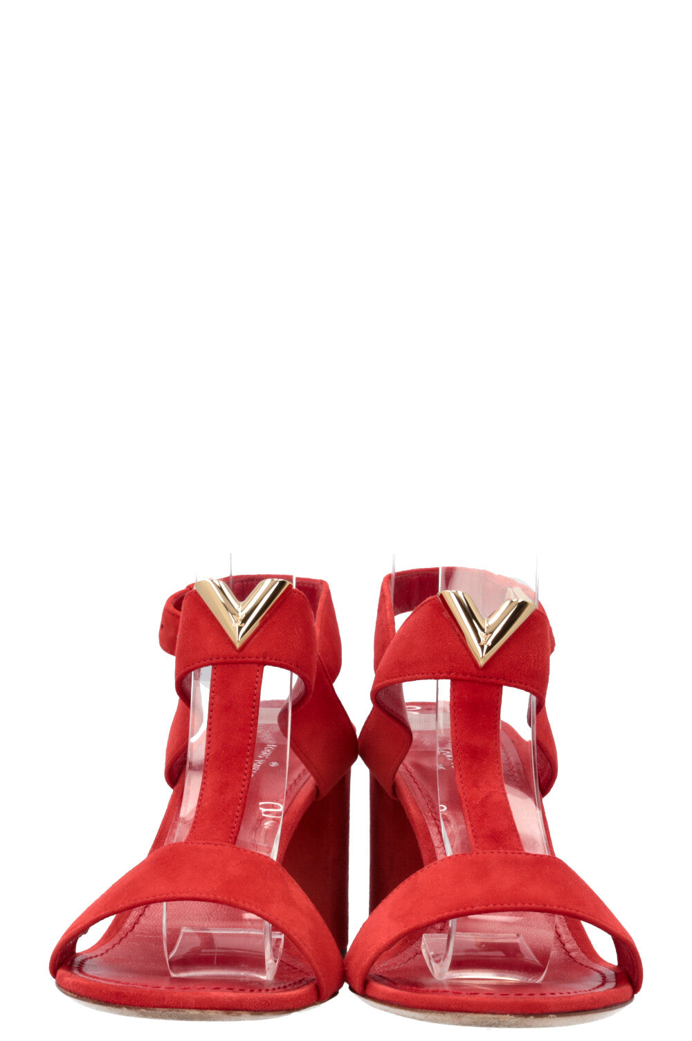 LOUIS VUITTON Essential V Sandals Suede Red