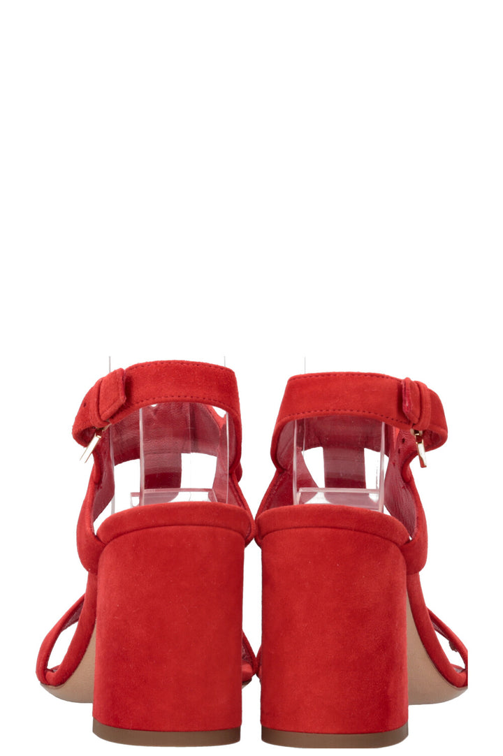 LOUIS VUITTON Essential V Sandals Suede Red