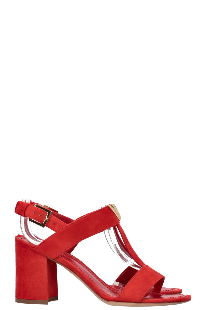 LOUIS VUITTON Essential V Sandals Suede Red