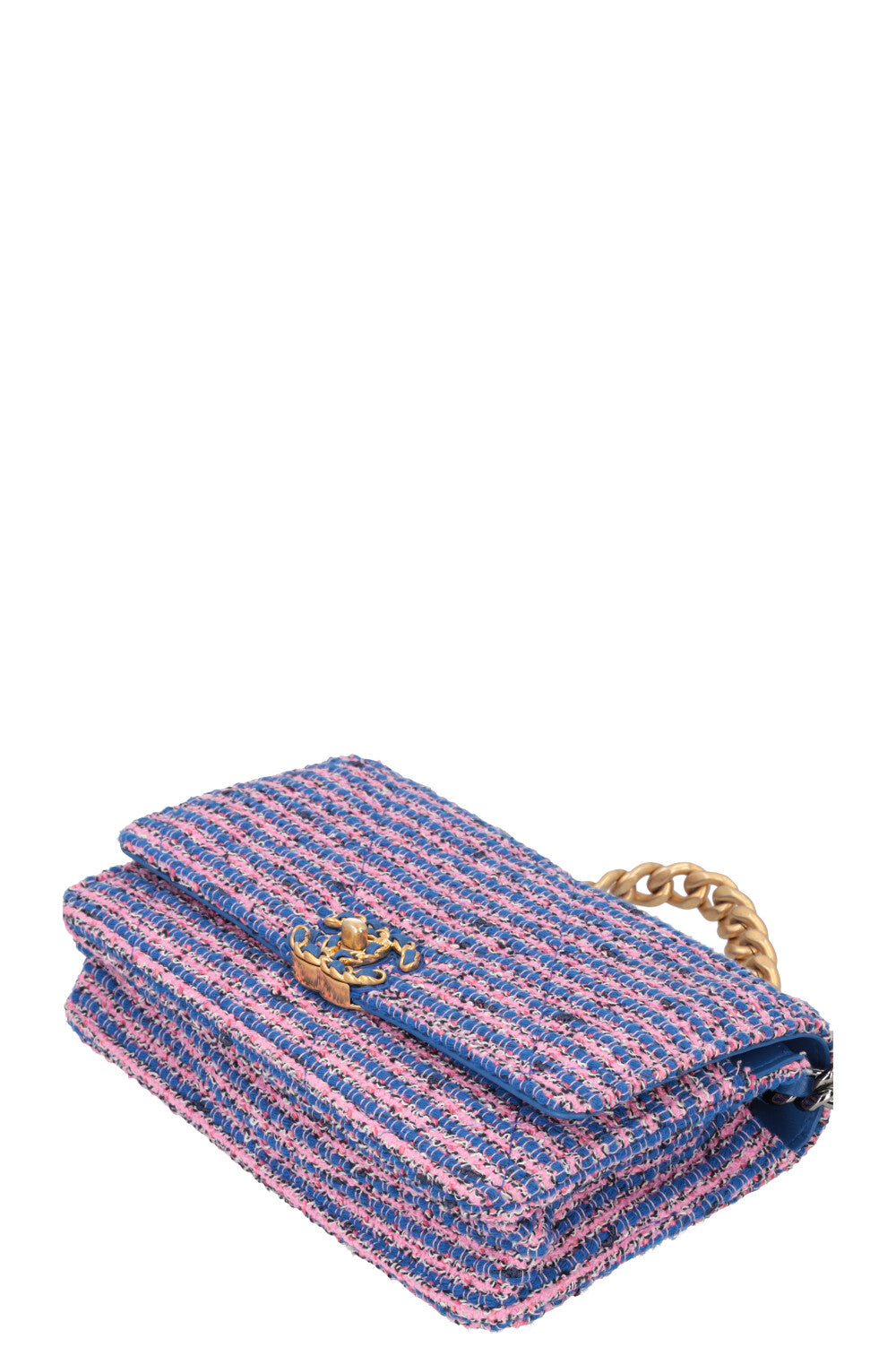 CHANEL 19 WOC Tweed Blue Pink