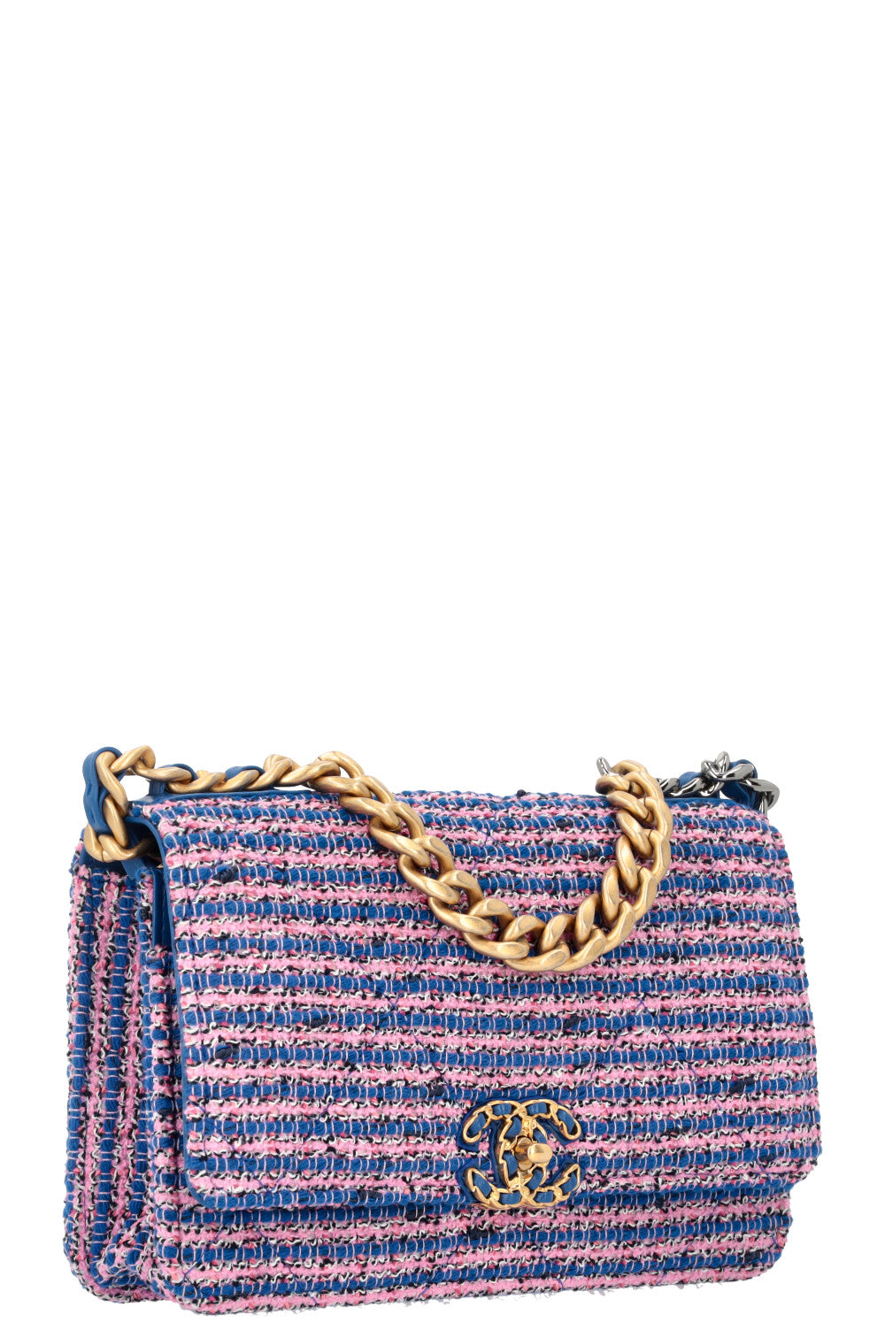 CHANEL 19 WOC Tweed Blue Pink