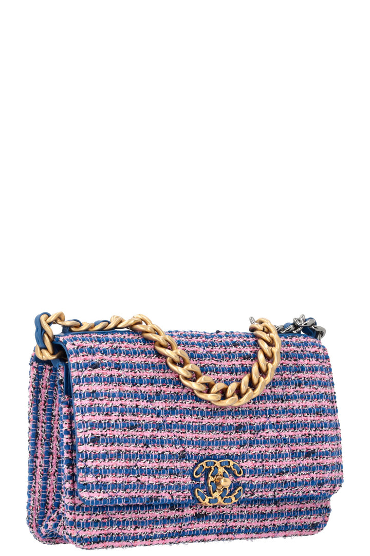 CHANEL 19 WOC Tweed Blue Pink