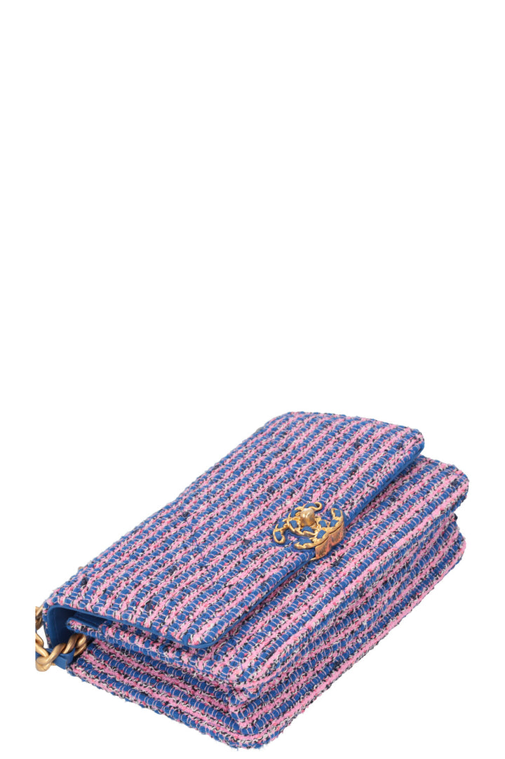 CHANEL 19 WOC Tweed Blue Pink