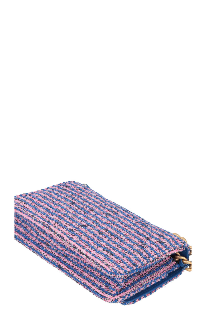 CHANEL 19 WOC Tweed Blue Pink