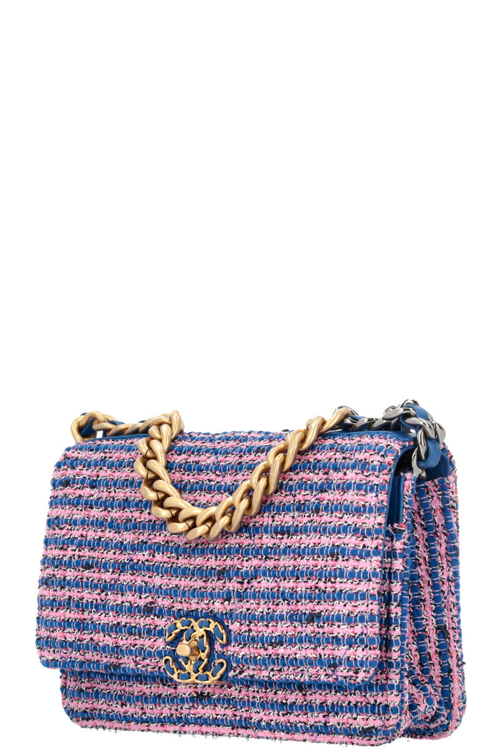 CHANEL 19 WOC Tweed Blue Pink
