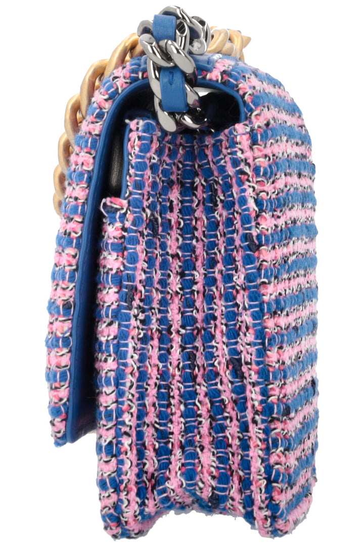 CHANEL 19 WOC Tweed Blue Pink