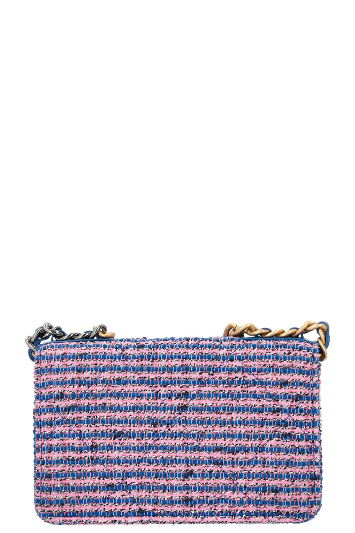 CHANEL 19 WOC Tweed Blue Pink