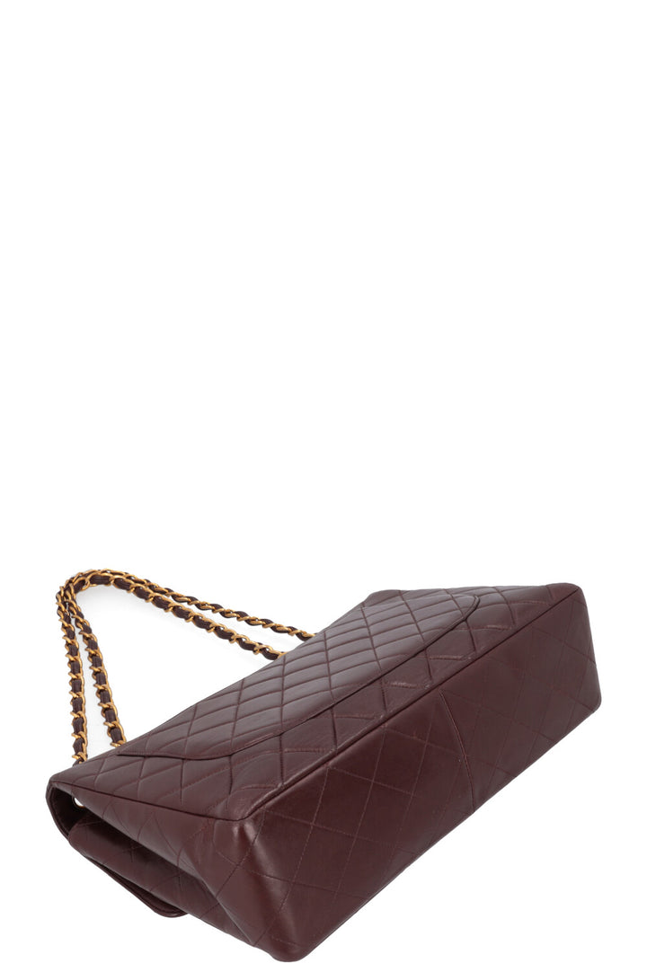 CHANEL Vintage Jumbo Single Flap Bag Burgundy
