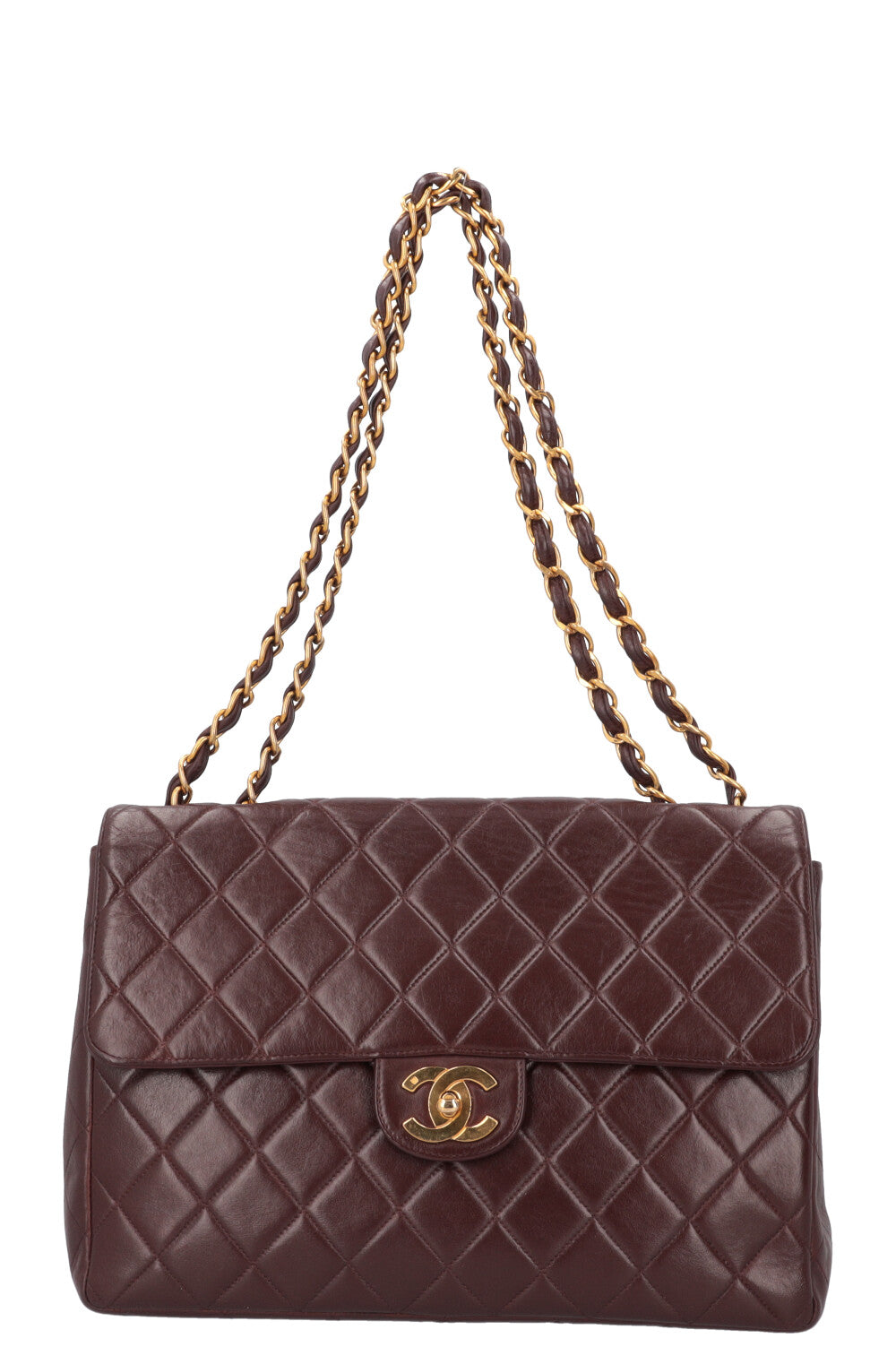 CHANEL Vintage Jumbo Single Flap Bag Burgundy