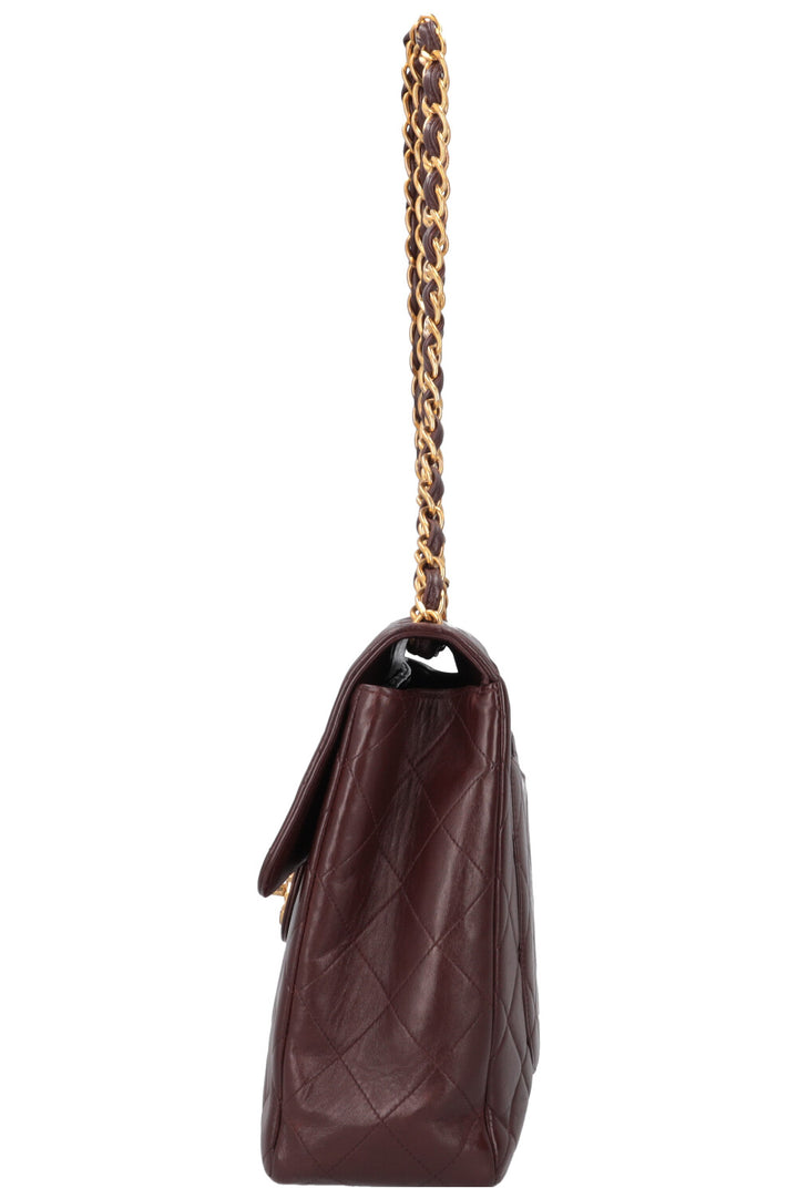 CHANEL Vintage Jumbo Single Flap Bag Burgundy