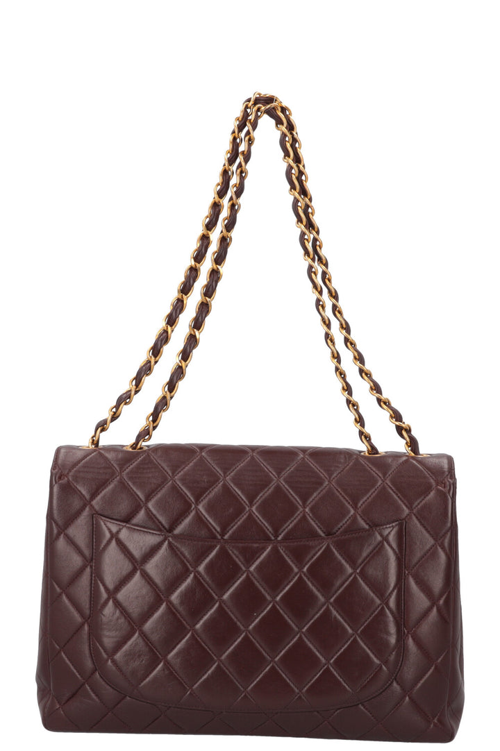 CHANEL Vintage Jumbo Single Flap Bag Burgundy