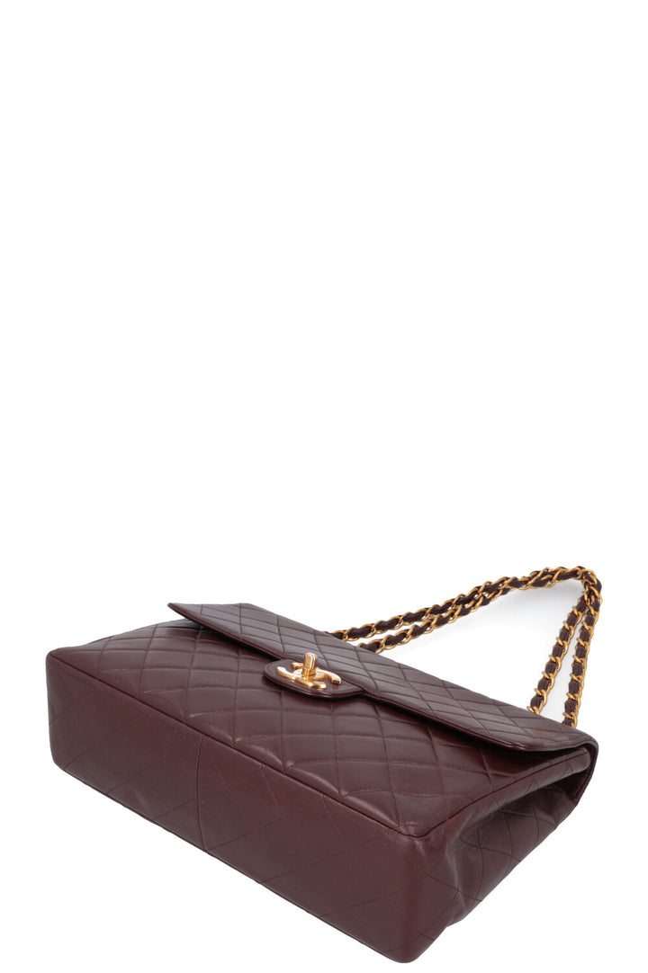 CHANEL Vintage Jumbo Single Flap Bag Burgundy