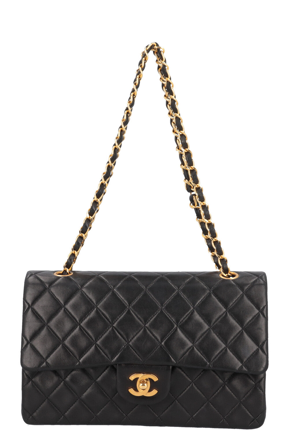 CHANEL Vintage Double Flap Bag Medium Black