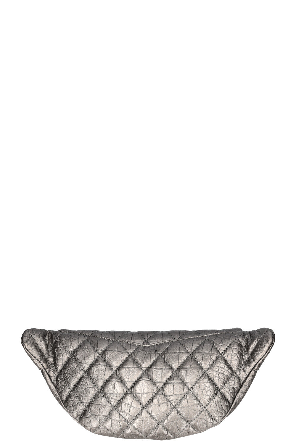 CHANEL Belt Bag Croc Embossed Metallic Silver