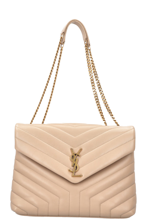 SAINT LAURENT LouLou Bag Medium Leather Beige