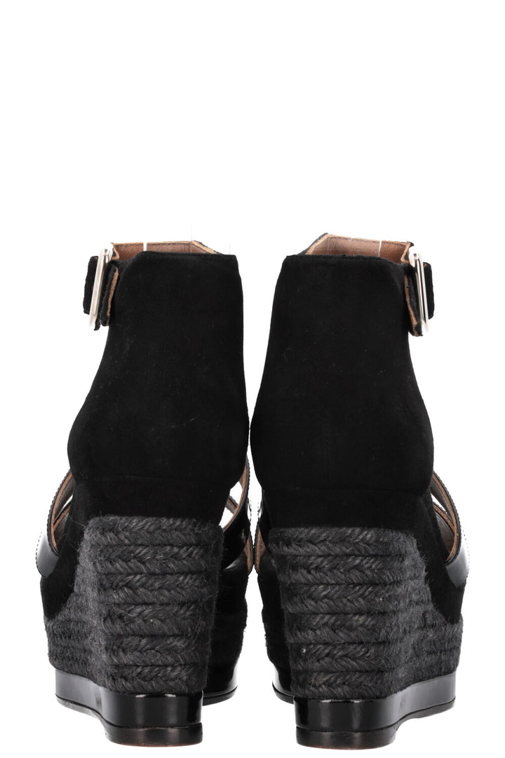 HERMÈS Ilana Espadrilles Patent Suede Black