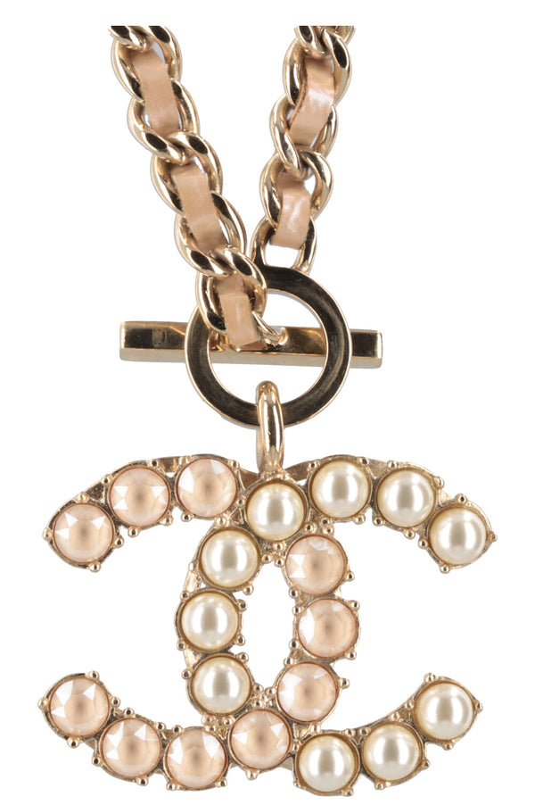 CHANEL CC Collier ras du cou avec chaîne de perles 17B