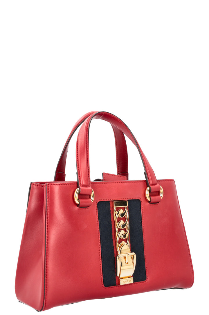 GUCCI Sylvie Chain Tote Bag Red