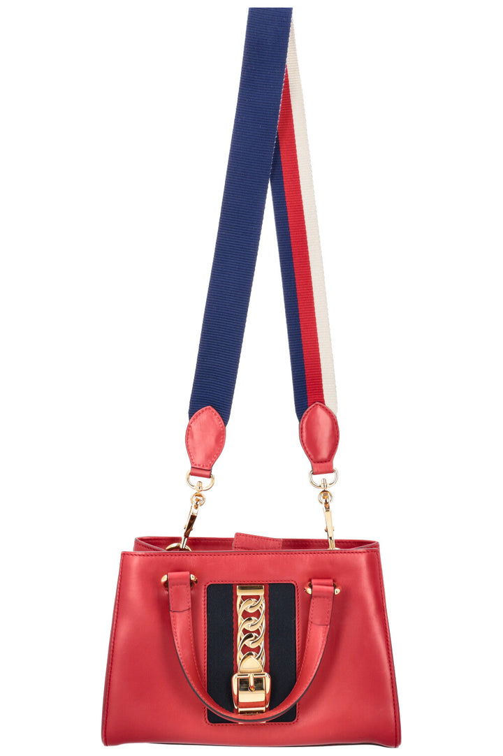 GUCCI Sylvie Chain Tote Bag Red