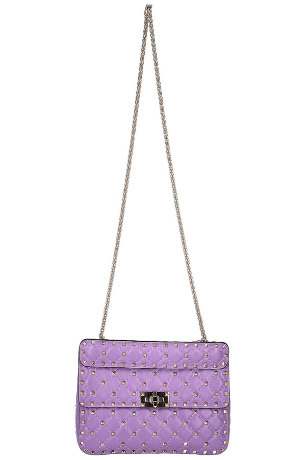 VALENTINO Medium Rockstud Spike Bag Purple