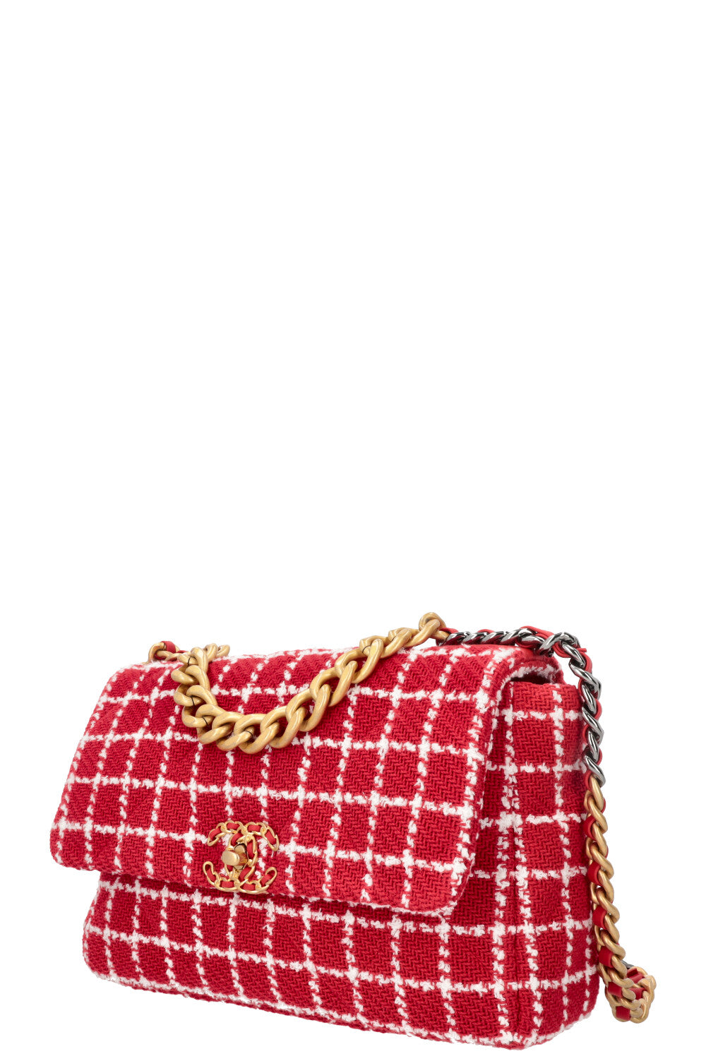 CHANEL 19 Tweed Grand Sac Bandoulière Rouge Blanc – REAWAKE