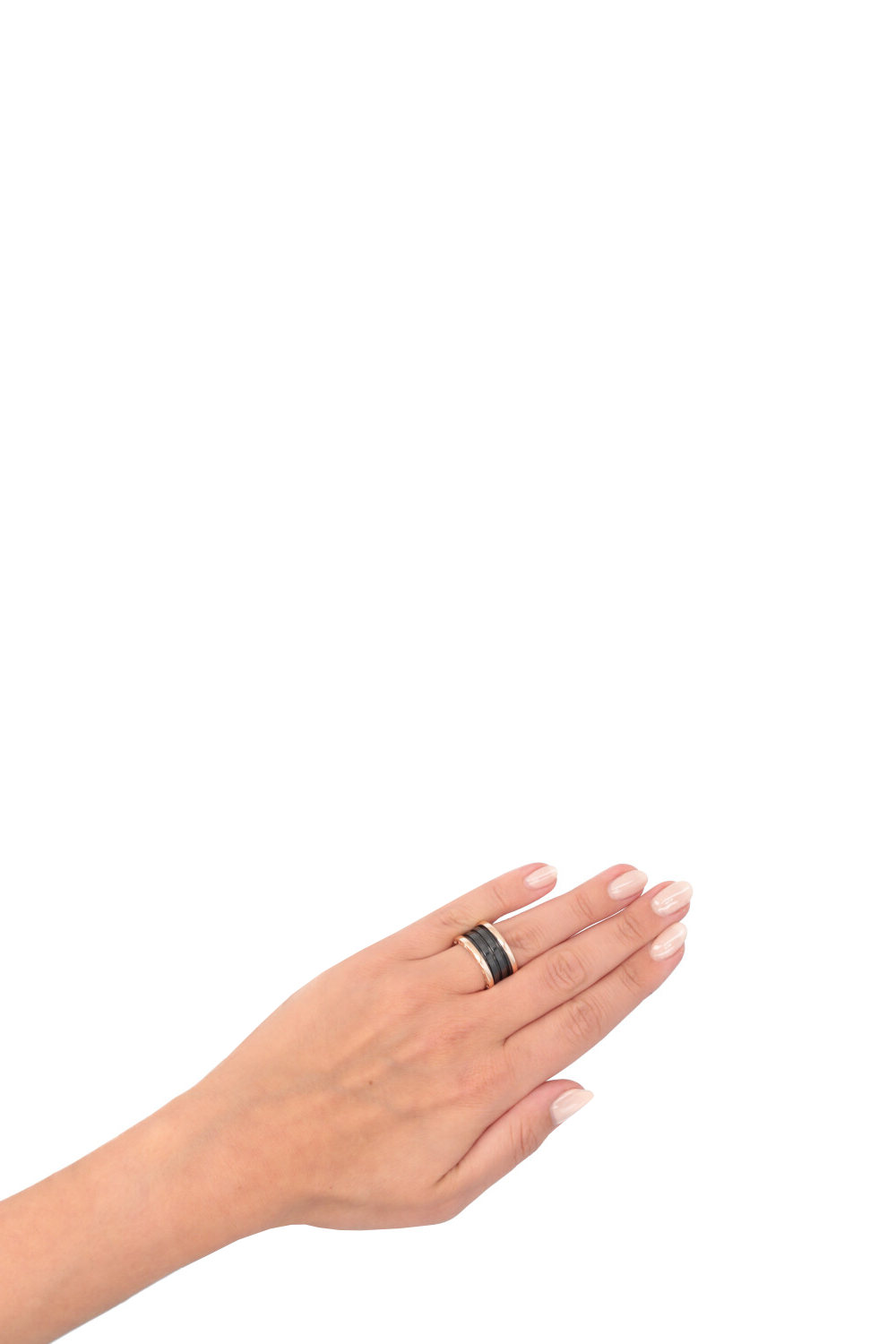 Bague BULGARI B Zero Or Rose 18 Carats Ceramique Noire REAWAKE