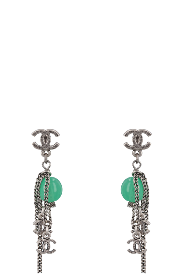 CHANEL Earrings Drop Turquoise