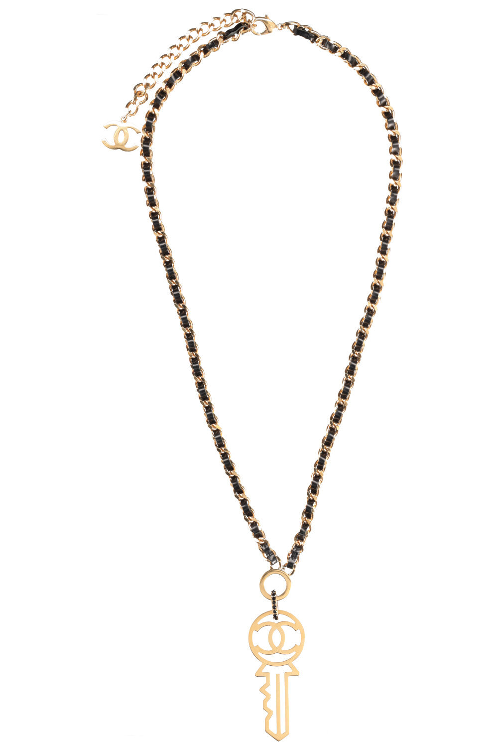 CHANEL CC Key Necklace with Black Crystals