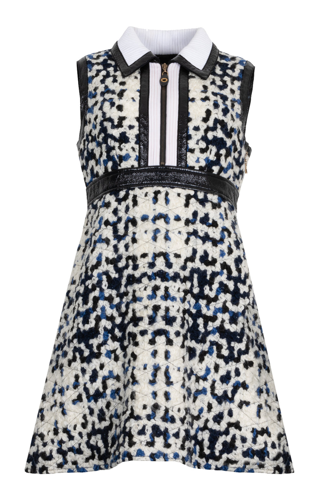 LOUIS VUITTON Dress Tweed Patent Ivory Blue Black