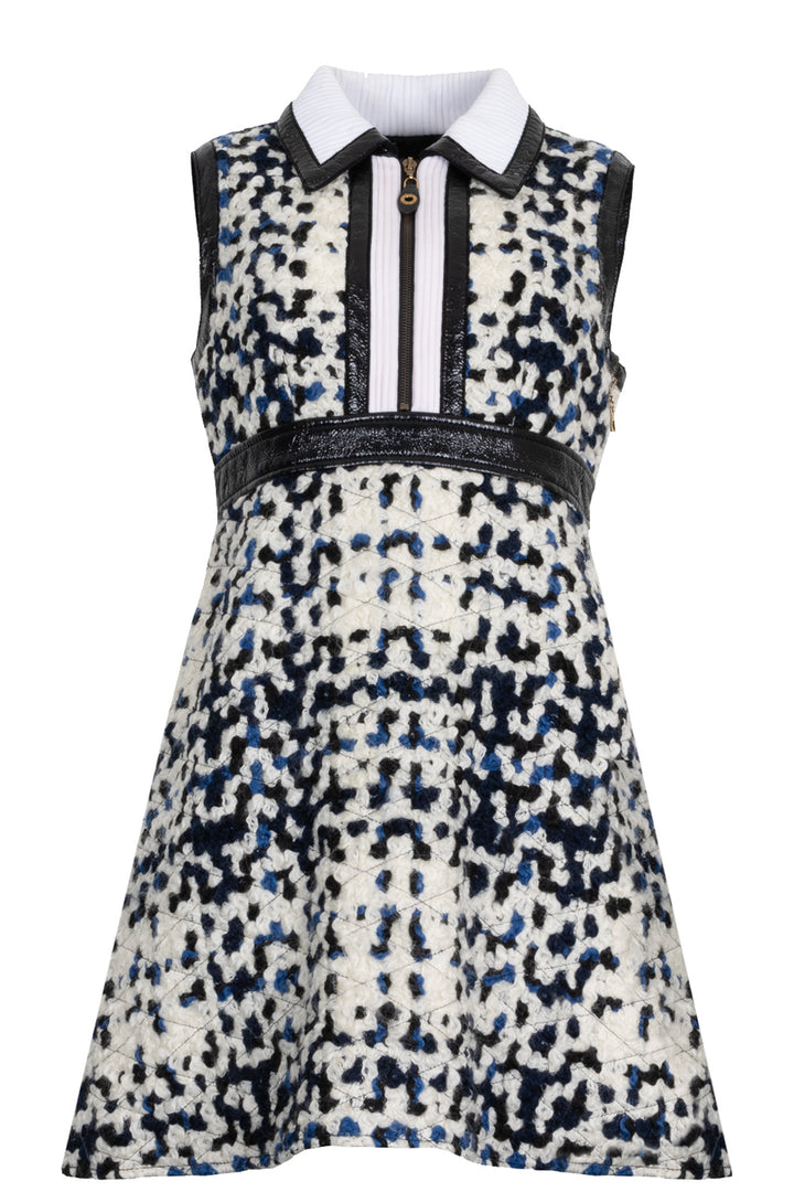 LOUIS VUITTON Dress Tweed Patent Ivory Blue Black