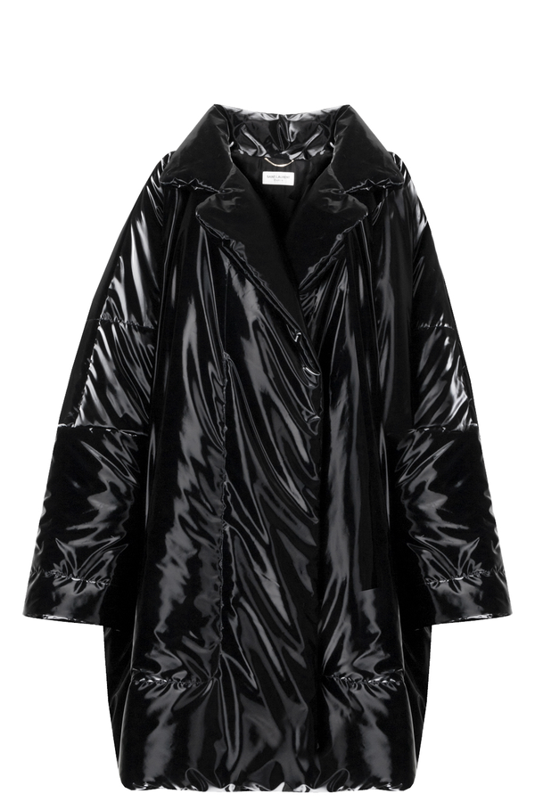 SAINT LAURENT 2022 Oversized Coat Shiny Black