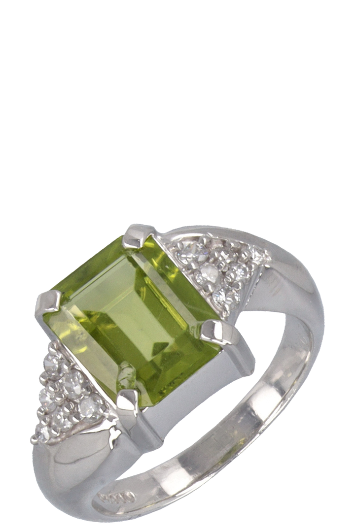 VINTAGE JEWELERY Ring Peridot Diamond Platin