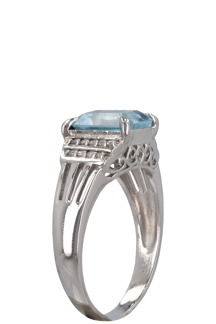 VINTAGE JEWELRY Ring Topaz Diamonds Platin