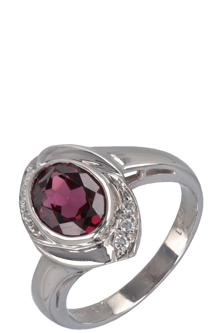 VINTAGE JEWELRY Granat Diamonds Ring Platin