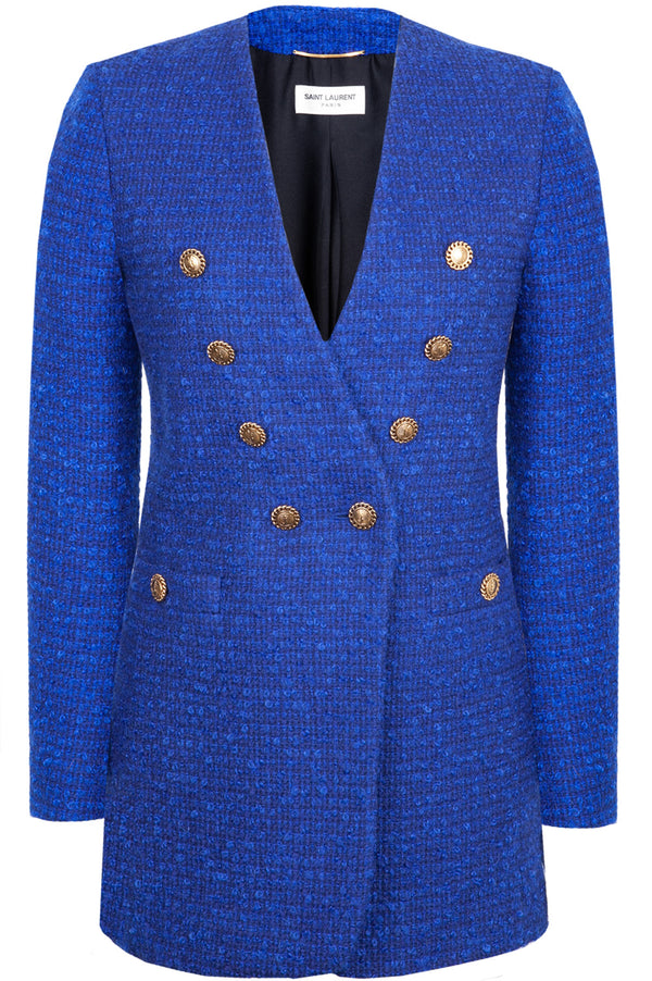 SAINT LAURENT Veste Tweed Bleu