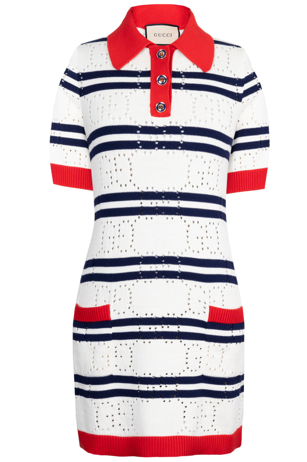 GUCCI Striped Knit Dress Red Blue