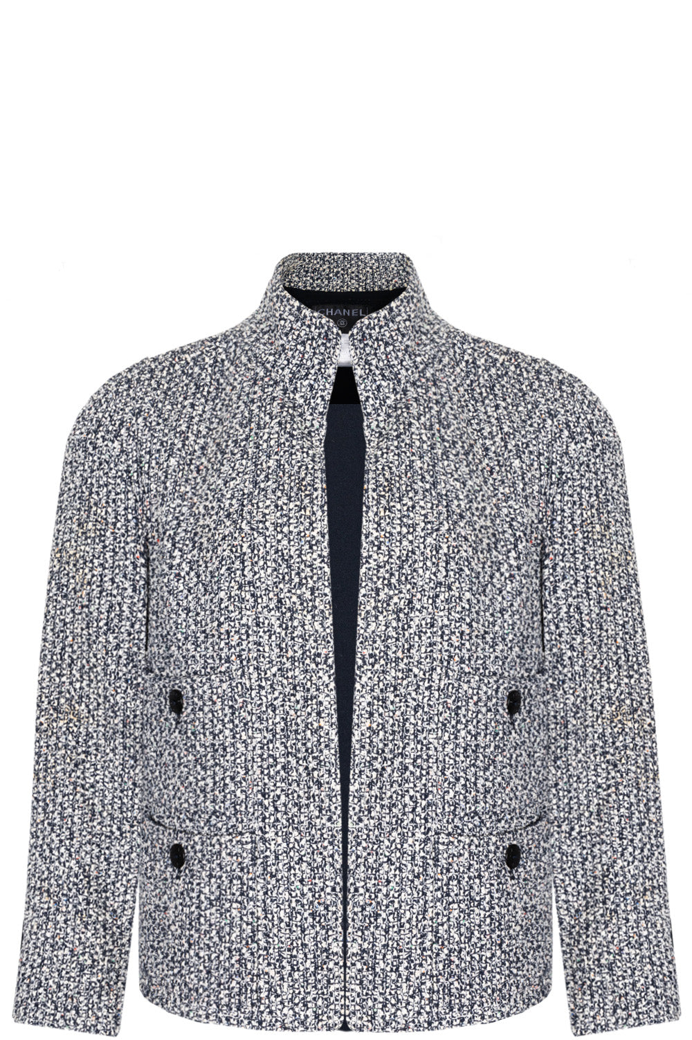 CHANEL Tweed Jacket Blue White