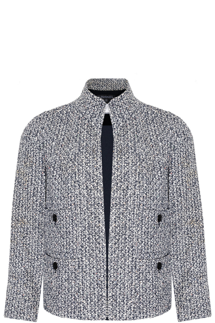 CHANEL Tweed Jacket Blue White