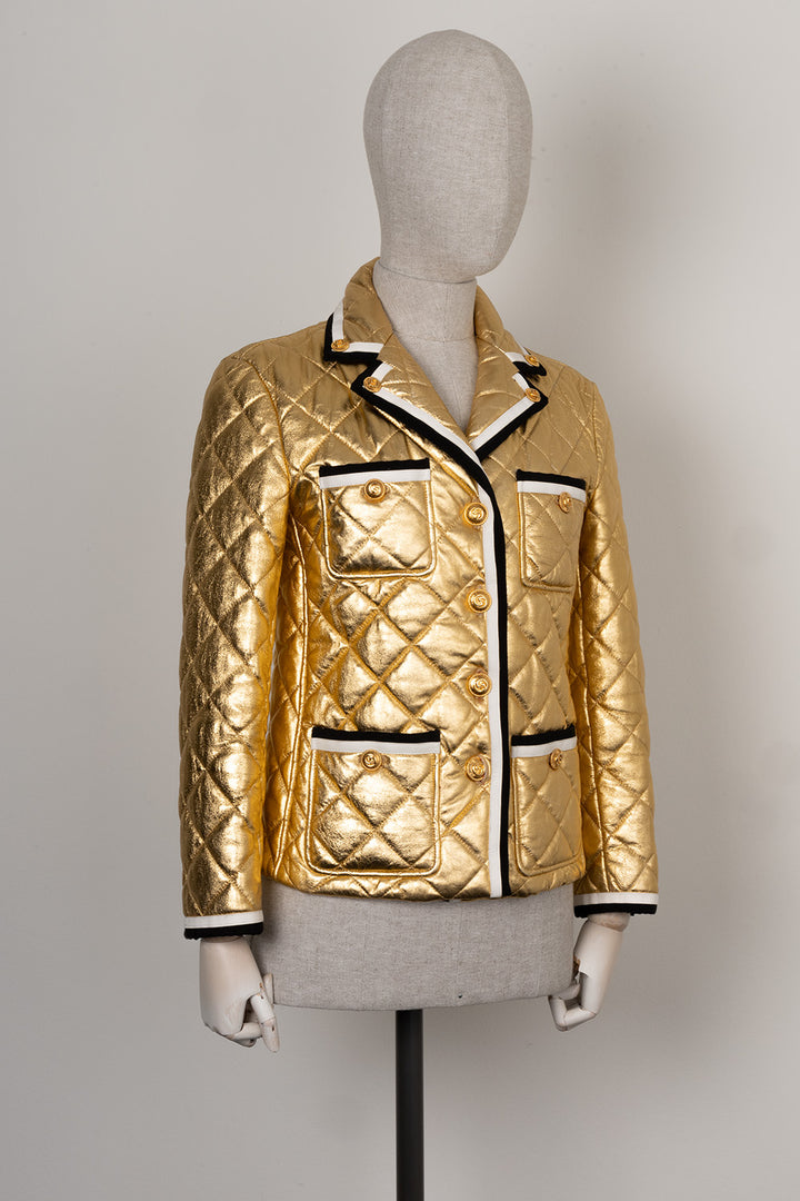 GUCCI Patch Pocket Leather Jacket Gold