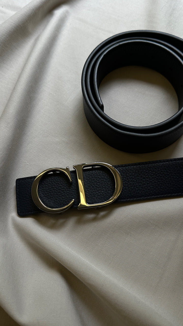 DIOR HOMME Reversible CD Belt 35 Navy Black