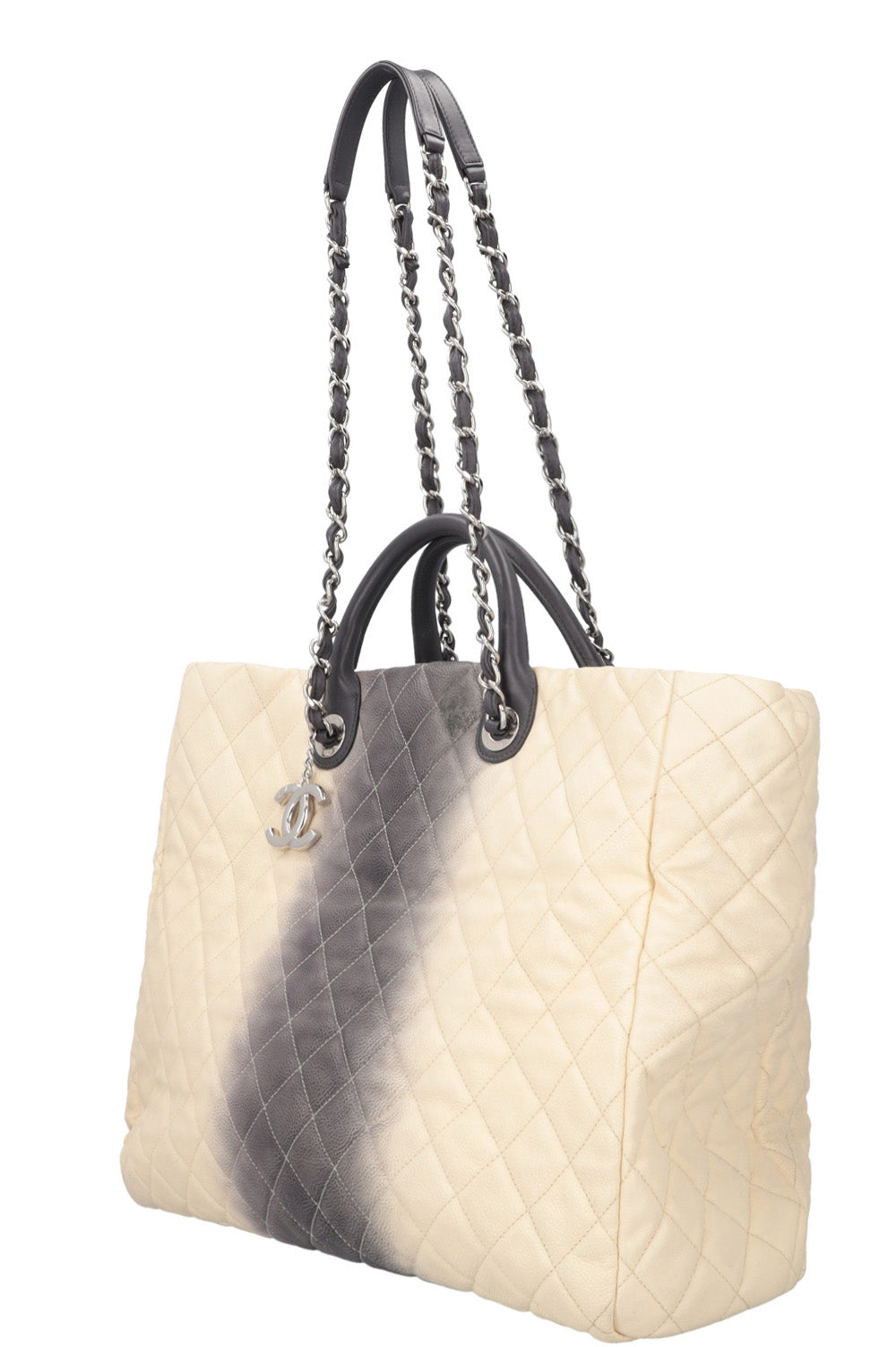 CHANEL GST Shopping Tote Caviar Leather Gray Beige