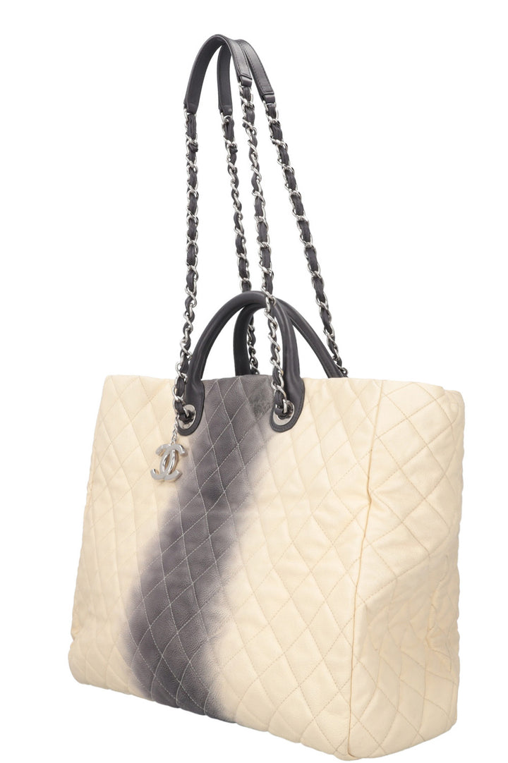 CHANEL GST Shopping Tote Caviar Leather Gray Beige