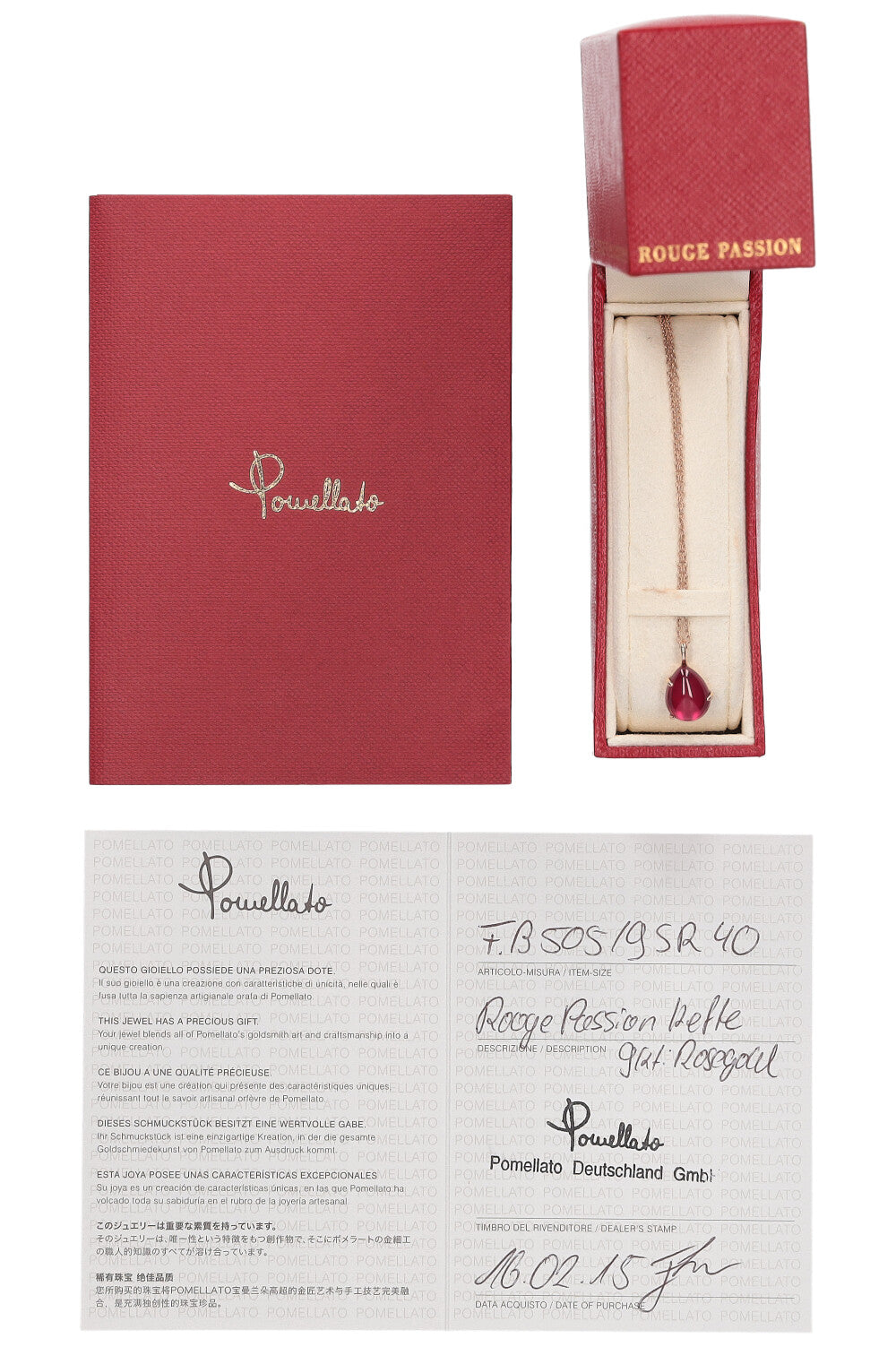 POMELLATO Rouge Passion Necklace Rose Gold & Synthetic Ruby