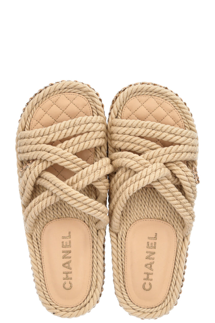 CHANEL Rope Sandals Beige