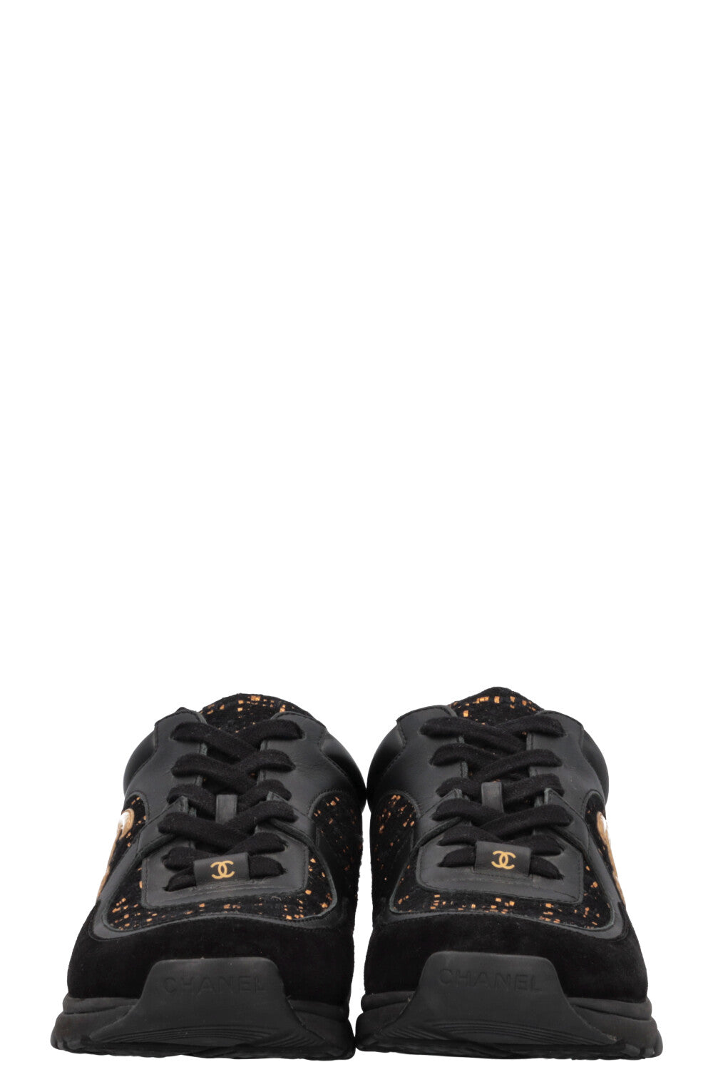 chanel black and gold sneakers
