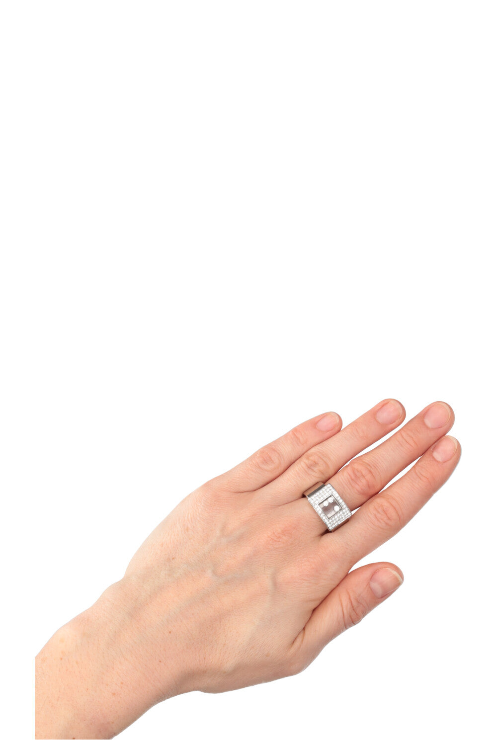 Bague Chopard Happy Diamonds K18 Or Blanc Diamants - Taille US 7 (JP), Occasion Très Bon état
