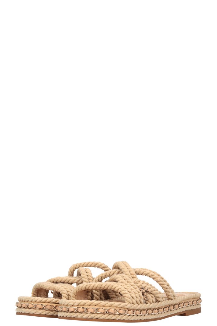 CHANEL Rope Sandals Beige