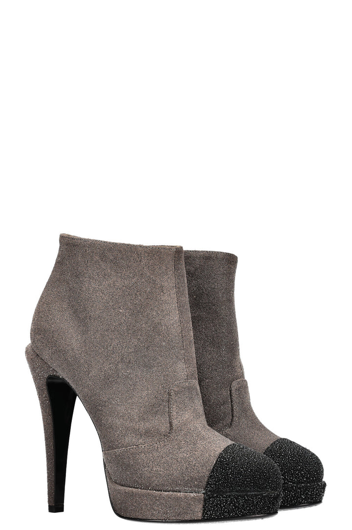 CHANEL Glitter Ankle Boots Grey
