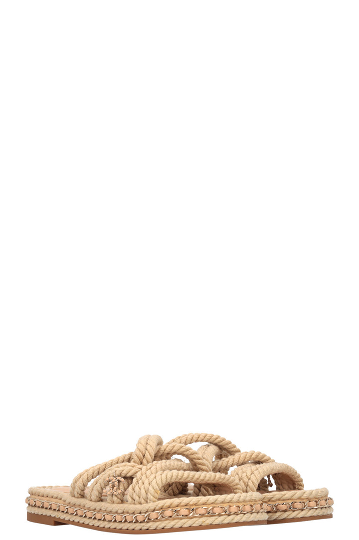 CHANEL Rope Sandals Beige